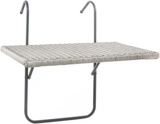 HI Balkon-Klapptisch mit Platte in Rattan-Optik 60x40 cm Grau 446201