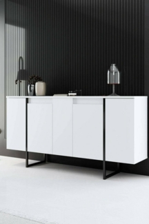 Dmora - Kommode Betel, Wohnzimmerbuffet, Wohnzimmer-Sideboard, Moderne Küchen-Speisekammer, 160x35h80 cm, Weiß und Schwarz