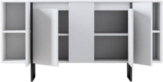 Dmora - Kommode Betel, Wohnzimmerbuffet, Wohnzimmer-Sideboard, Moderne Küchen-Speisekammer, 160x35h80 cm, Weiß und Schwarz