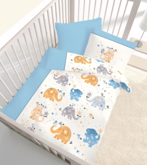 Baby Bettwäsche Elefanten 100x135 cm. Biber