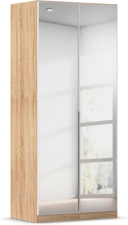 Rauch Möbel Alabama Schrank Kleiderschrank Drehtürenschrank Eiche Sonoma mit Spiegel 2-türig inklusive Zubehörpaket Basic 1 Kleiderstange, 1 Einlegboden BxHxT 91 x 210 x 54 cm