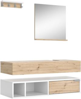 Vicco Badmöbel-Set Henri Weiß Artisan, Badezimmer, moderne Badserie dekorative Front Badspiegel Wandregal Waschtischkonsole