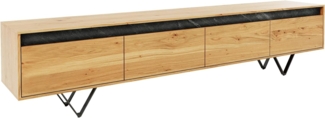 Designer-Lowboard Stonegrace 200 cm Eiche Natur Schiefer 4 Schübe V-Fuß Metall Schwarz