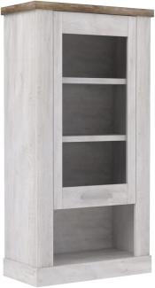 Hängevitrine Durio 10 Pinie weiß 71 x 137 x 34 cm Vitrine Wandschrank ohne Beleuchtung