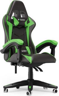 bigzzia Gaming Stuhl Ergonomisch - Gamer Stühle mit Lendenkissen + Kopfstütze Gaming Chair Höhenverstellbar Bürostuhl Computerstuhl für Erwachsene Mädchen Junge (Green)