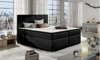 Stylefy Jupiter Boxspringbett Schwarz Kunstleder MADRYT 140x200 cm
