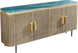 riess-ambiente Sideboard VENEZIANO 160cm messing / grün (Einzelartikel, 1 St), Wohnzimmer · Massivholz · Metall · Marmor · Kommode · Retro Design