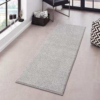 Kurzflor Teppich Pure Uni Grau - 80x300x1,3cm