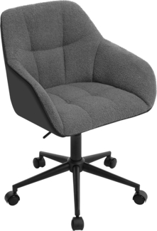 WOLTU Homeoffice Stuhl, Schreibtischstuhl, Drehstuhl, Schminkstuhl, höhenverstellbar, 150 kg belastbar, mit Bouclé-Sitz, Dunkelgrau+Schwarz, BS175szdg