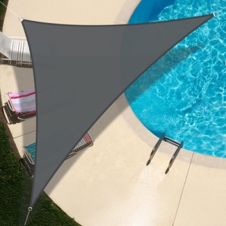 UMI Sonnensegel Wasserdicht 3 x 3 x 4,25 m Dreieckig Sonnenschutz Wetterschutz PES Polyester Segel Baldachin 95% UV Schutz mit Seilen für Garten Balkon Terrasse- Anthrazit