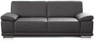 CAVADORE 3-Sitzer Sofa Corianne in Kunstleder / Leder-Couch in hochwertigem Kunstleder und modernem Design / Mit Armteilfunktion / 217 x 80 x 99 / Kunstleder grau