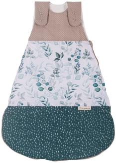 ULLENBOOM Sommerschlafsack Baby Eukalyptus (Made in EU) - Schlafsack Baby Sommer aus Baumwolle, bequemer Schlummersack für Babys und Neugeborene, Größe: 80 bis 86