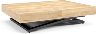 S-Style Möbel Couchtisch und Esstisch Elano mit schwarzen Metallfüßen, Hochwertige, pflegeleichte und langlebige Halifax-Eichenplatte