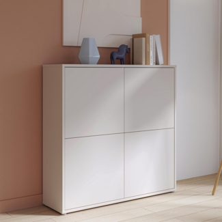 Forte Alice Springs Highboard 120 130, moderner Schrank mit 4 Schranktüren, Wohnzimmer, Schlafzimmer, Holzwerkstoff, Kaschmir/Beige, 124,5 cm breit x 121,5 cm hoch x 34,9 cm tief