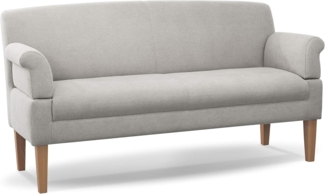 CAVADORE 3-Sitzer Küchensofa Malm, Sitzbank für Küche oder Esszimmer inkl. Armteilverstellung, Leichte Fleckenentfernung dank Soft Clean, 182 x 97 x 78, Flachgewebe: hellgrau