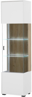 Vitrine Merced in weiß matt und Eiche 48 x 180 cm