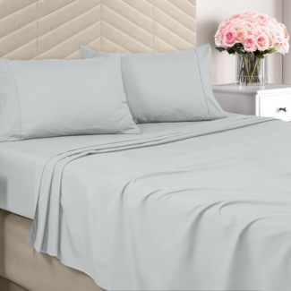 Utopia Bedding Bettwäscheset, gebürstete Mikrofaser, weiche Bettlaken für Kingsize-Bett, enthält 1 Bettbezug, 1 Spannbetttuch und 2 Kissenbezüge, tiefer Umschlag, Hellgrau