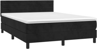 vidaXL Boxspringbett mit Matratze Schwarz 140x190 cm Samt 3141361