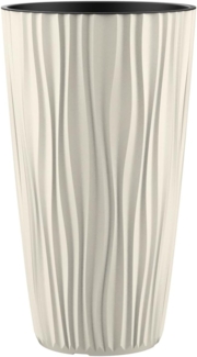 Engelland Blumentopf Pflanztopf mit herausnehmbarem Einsatz & Bewässerungssystem (1 St, robuster PP-Kunststoff), Wasserspeicher, Rillenoptik, hoch, rund, modern, UV-resistent