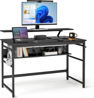 Mondeer Schreibtisch Computertisch, 120cm, mit 2 Ablagefächern, Abnehmbarer Monitorständer