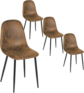 FurnitureR 4er Set Esszimmerstühle, Skandinavisch Faux Wildleder gepolstert Metall für Küche, Esszimmer, Wohnzimmer, Braun
