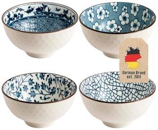 Intirilife Schale, Porzellan, (4-tlg), Japanisches Porzellan Geschirrset - 4-teilig