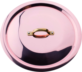 Pentole Agnelli Deckel, flach, Kupfer, Messinggriff 22 cm Kupferfarben