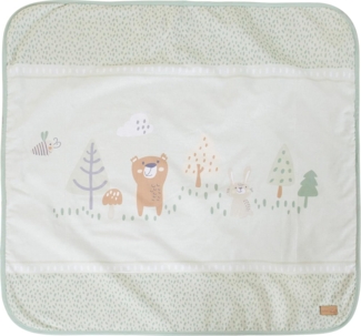 roba Babydecke Woodland Buddies 80x80 cm- Kuscheldecke 2-seitig - Baumwolle & Fleece ultra-weich - Bär, Hase & Biene Motiv - Pastellgrün & Silbergrau