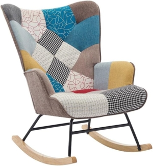 Vente-unique - Schaukelsessel - melierter Stoff - Patchwork - mehrfarbig - ELMINA II