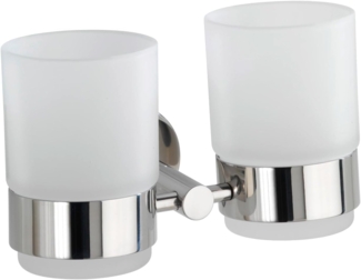 WENKO DUO BOSIO Zahnputzbecher, Chrom glänzend, mit Halter