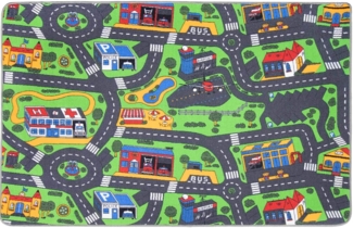 Primaflor-Ideen in Textil Kinderteppich CITY, rechteckig, Höhe: 5 mm, Straßen-Spiel-Teppich, Straßenbreite ca. 9 cm, Kinderzimmer