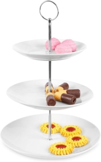 Excellent Houseware 628900040 Etagère Porzellan, 3-stufig, Weiß, 3 Ablagefächer, 16cm,20cm, 25cm