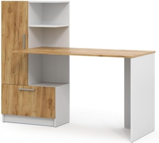 Vicco Schreibtisch Tomy, Weiß/Goldkraft Eiche, 150 x 59 cm