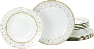 CreaTable 17528 Tafelservice Emilia für 6 Personen, Porzellan, creme-weiß (1 Set, 12-teilig)