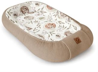 Babynestchen Neugeborene – Nestchen Baby aus Waffel Baumwolle & Baumwollstoff – Babynest für Babybett & Kinderbett – Baby Kokon Tragbar – OEKO-TEX – Zubehör für Babybett - Schlafende Tiere und Braun