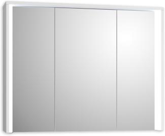 Stella Trading FIVE Spiegelschrank Bad mit LED-Beleuchtung in Weiß - Badezimmerspiegel Schrank mit viel Stauraum - 86 x 68 x 17,5 cm (B/H/T)