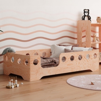 smartwood Kinderbett 80x160 | Holz | Bodenbett TILA 4L mit Rausfallschutz & Lattenrost und sichere Kanten | Montessori Betten für schnelle Montage | Bis 230 kg belastbar