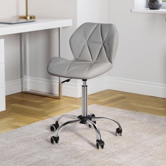 Vida Designs Geo Büro-Computer-Stuhl, grau, Gaming-Stuhl, Sekretär, Beine mit Drehrollen, Höhe verstellbar, Chrom, Polyurethan-Kunstleder