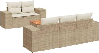 vidaXL 6-tlg. Garten-Sofagarnitur mit Kissen Beige Poly Rattan 3257661