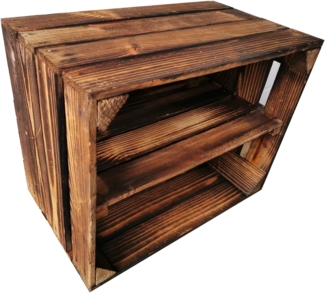 Holzkiste Regal mit Ablage Lang 50 x 40 x 30cm Geflammt