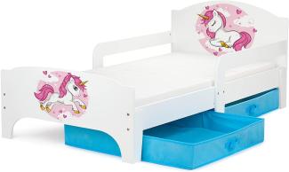 Holz Kinderbett - SMART - 140x70 Funktionsbett Einzelbett Mit Matratze, Thema: Lovely Unicorn