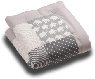 ULLENBOOM® Krabbeldecke für Baby 80x80 cm, Aus 100% OEKO-TEX Materialien, Made in EU, Dick & weich gepolstert, Graue Elefanten - ideal als Babydecke & Spieldecke Baby