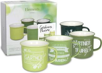 Wächtersbach Becher 4er-Set Elements - Gardeners Pleasure, Kaffeebecher, Tassen, Bone China, 380 ml, 41 5 971 2621