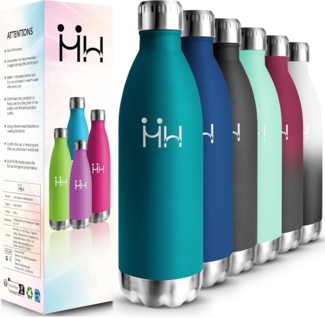 HoneyHolly Edelstahl Trinkflasche, 1L Thermosflasche, BPA-Frei, Trinkflaschen Sport, Auslaufsicher Wasserflasche, Trinkflasche Kohlensäure Geeignet, Thermoskanne für Gym, Fitness, Fahrrad