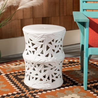 SAFAVIEH Modern Ceramic Garden Stool, in White, 35 X 35 X 45