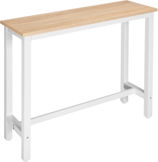 WOLTU BT17hei 1x Bartisch Bistrotisch Stehtisch Esstisch, Metallgestell, Tischplatte aus MDF, Hell Eiche, 120 x 40 x 100 cm(BxTxH)