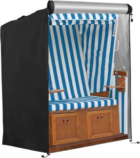 FINEW Strandkorb Schutzhülle Winterfest aus 420D Oxford Stoff, 135 x 105 x 175/140cm Strandkorbhülle Winddicht, UV Beständig, Reißfest, Abdeckung Strandkorb Wasserdicht（Schwarz）