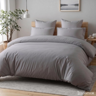 Cozyor Bettwäsche extra dick, weich, top Reissverschluss 135x200 155x200 155x220 200x200, Mikrofaser, 3 teilig, hellgrau Moonlight, Bettbezug+Kissenbezug 40x80, für Allergiker, weich