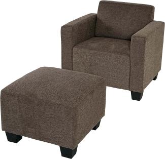 Modular Sessel Loungesessel mit Ottomane Lyon, Stoff/Textil ~ braun