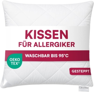 Clinotest Kopfkissen Polykissen Gesteppt, Füllung: 120g, Bezug: Polyester, für jede Schlafposisiotn geeigent, 95°C waschbar & trocknergeeignet, bewährte Qualität aus Hotellerie